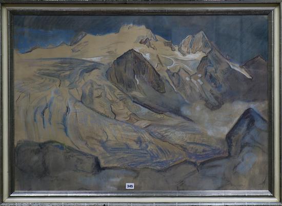 Continental School (20th century) Mountain landscape 98 x 68cm